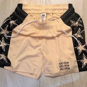 Kill Crew Cream Mesh Shorts with Black Star Panels